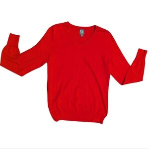 Worthington Women's Festive Red V-Neck Sweater Size Medium‎ Romantic Date Vday